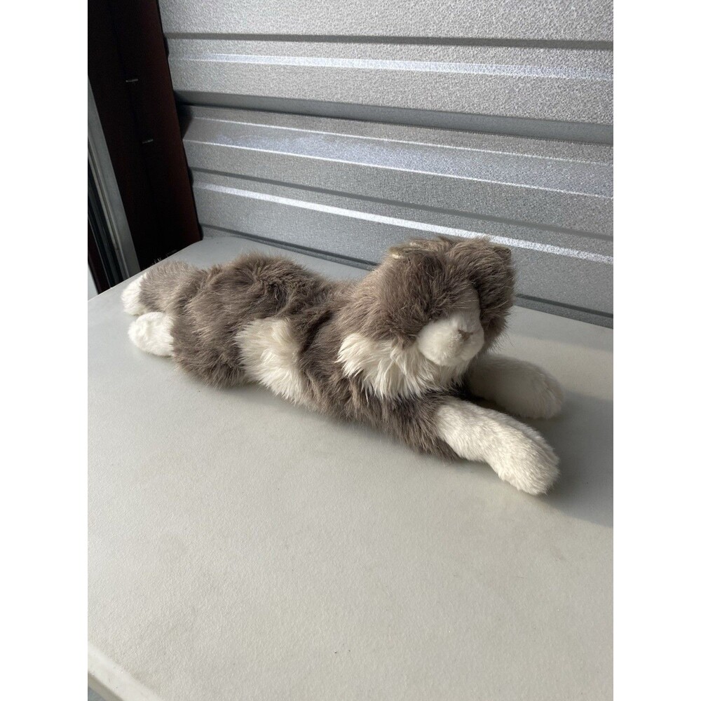 Gretta 24" DLUX Lying Grey Cat Douglas Cuddle Toy Plush Stuffed Animal Long Hair